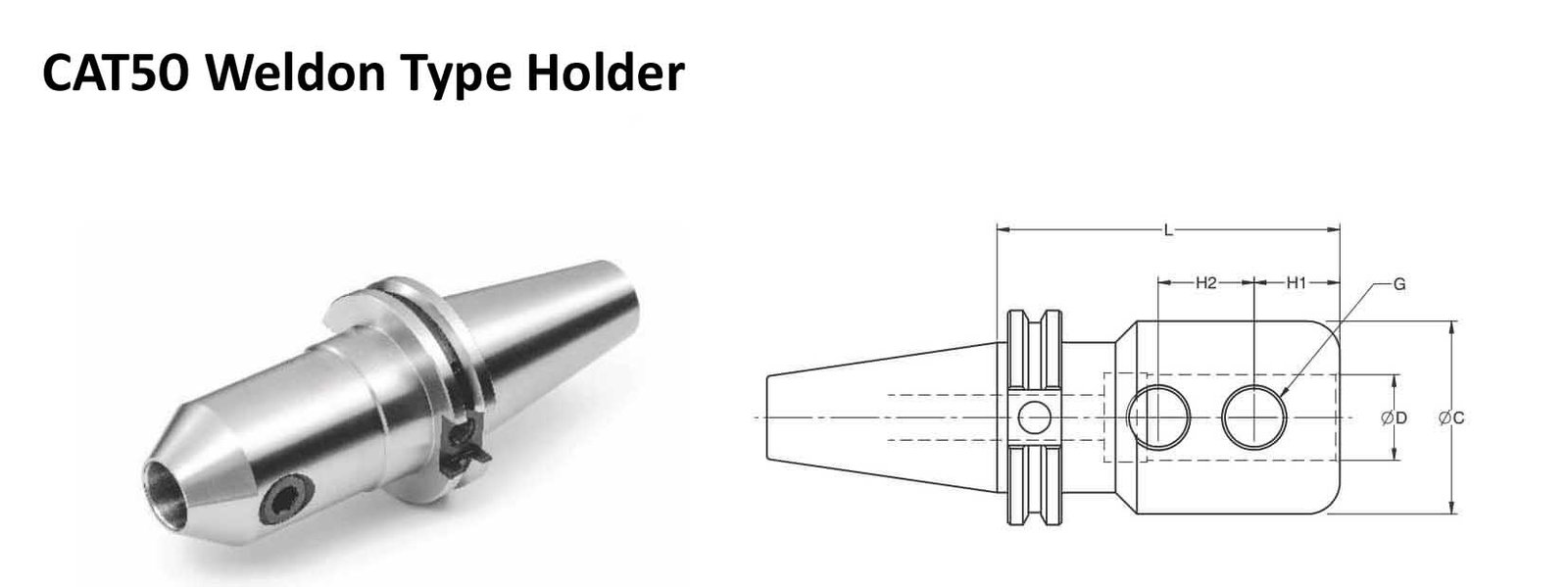 CAT50 WN 0.750 - 6.00 Weldon Type Holder (Balanced to 2.5G 25000 RPM)